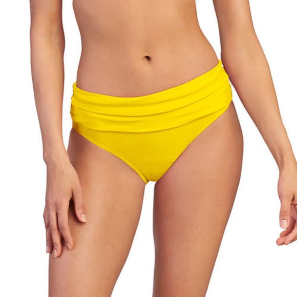 Plus Size Ruched Mid-Rise Bottom - Yellow - Picture 1 of 4